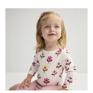 🌻 NWT Jumping Beans Floral boho Long Sleeve Bodysuit Size 9M 🌸